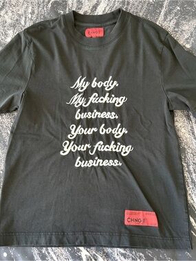 Chnge Consume Different My Body Embroidered T-Shirt Graphic Political Small